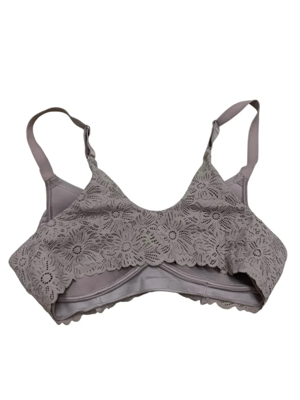 Aerie Real Sunnie Wireless  Lined Blossom Lace Bra Cocoa Cream 32A Intimates